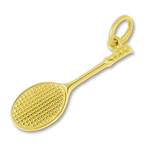 Anhänger Tennisschläger in echt Gold, Charm, Ketten- oder Bettelarmband-Anhänger