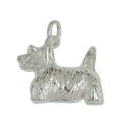 Anhänger Terrier, Hund in echt Sterling-Silber 925, Charm, Ketten- oder Bettelarmband-Anhänger