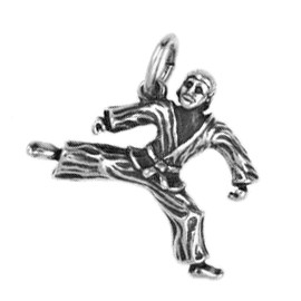 Anhänger Karate-, Judo-Kämpfer in echt Sterling-Silber 925 oder Gold, Charm, Ketten- oder Bettelarmband-Anhänger