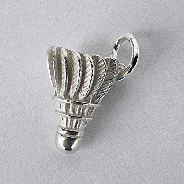 Anhänger Federball in echt Sterling-Silber 925 weiß und Gold, Ketten- oder Bettelarmband-Anhänger