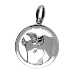Anhänger Stier, Tierkreiszeichen in echt Sterling-Silber 925 weiß mit Zirkonia, Ketten- oder Schlüssel-Anhänger