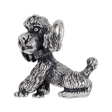 Anhänger Pudel, Hund sitzend in echt Sterling-Silber 925 oder Gold, Ketten- oder Schlüssel-Anhänger