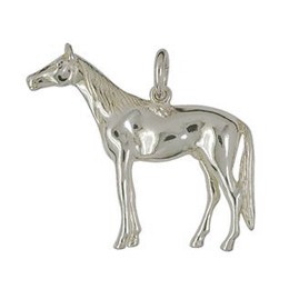 Anhänger Pferd in echt Sterling-Silber 925 weiß, Ketten- oder Schlüssel-Anhänger