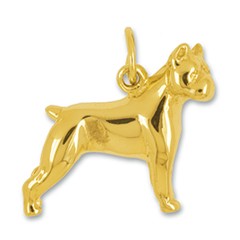 Anhänger Boxer, Hund in echt Sterling-Silber 925 oder Gelbgold, Charm, Ketten- oder Bettelarmband-Anhänger