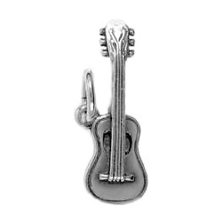 Anhänger Akustikgitarre in echt Sterling-Silber 925 oder Gold, Charm, Ketten- oder Bettelarmband-Anhänger