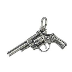Anhänger Revolver in echt Sterling-Silber oder Gold, Charm, Ketten- oder Bettelarmband-Anhänger