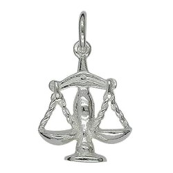 Anhänger Waage, Sternzeichen, Tierkreiszeichen in echt Sterling-Silber 925 oder Gold, Charm, Ketten- oder Bettelarmband-Anhänger