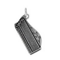 Anhänger Zither in echt Sterling-Silber 925 oder Gold, Ketten- oder Schlüssel-Anhänger