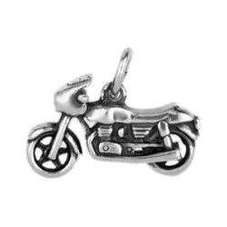 Anhänger Motorrad in echt Sterling-Silber 925 oder Gold, Charm, Ketten- oder Bettelarmband-Anhänger