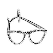Anhänger Brille in echt Sterling-Silber 925 oder Gold, Charm, Ketten- oder Bettelarmband-Anhänger
