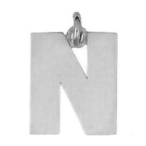 Anhänger Buchstabe "N" in echt Sterling-Silber 925 weiß, Ketten- oder Schlüssel-Anhänger