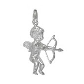 Anhänger Engel, Cupido, römischer Gott der Liebe in echt Sterling-Silber 925, Charm, Ketten- oder Bettelarmband-Anhänger