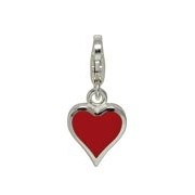Anhänger Spielkarte Herz in echt Sterling-Silber 925 emailliert, Charm, hochwertiger Ketten- oder Bettelarmband-Ein-/Anhänger
