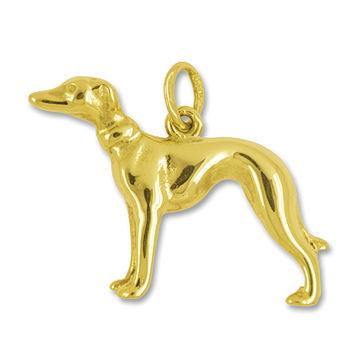 Echt 925 Silber Charm Hund in 3D Windhundes detailgetreu Anhänger Einhänger