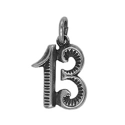 Anhänger Dreizehn 13 in echt Sterling-Silber 925 oder Gold, Charm, Ketten- oder Bettelarmband-Anhänger