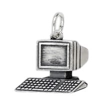 Anhänger Computer in echt Sterling-Silber 925 oder Gold, Charm, Ketten- oder Bettelarmband-Anhänger