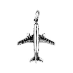 Anhänger Großraumflugzeug in echt Sterling-Silber 925 oder Gold, Charm, Ketten- oder Bettelarmband-Anhänger