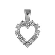 Anhänger Herz in echt Sterling-Silber 925 mit Zirkoniasteinen, Charm, Ketten- oder Bettelarmband-Anhänger