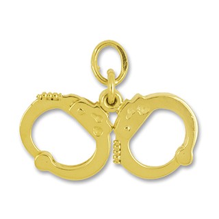 Anhänger Handschellen, Handfesseln in echt Sterling-Silber 925 oder Gold, Charm, Ketten- oder Bettelarmband-Anhänger