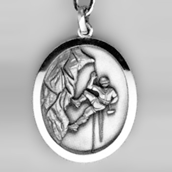 Anhänger Bergsteiger, Plakette in echt Sterling-Silber 925, Ketten- oder Schlüssel-Anhänger
