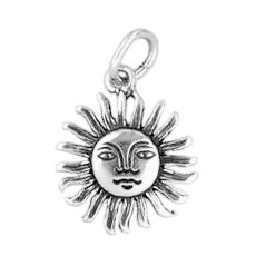 Anhänger, Charm Sonne in echt Sterling-Silber 925 oder Gold, Ketten- oder Bettelarmband-Anhänger