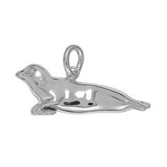 Anhänger Seehund, Robbe in echt Sterling-Silber 925 oder Gelbgold 585, Ketten- oder Schlüssel-Anhänger