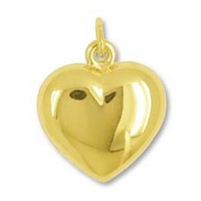 Anhänger Herz hohl in echt Gelbgold 585, Charm, Ketten- oder Bettelarmband-Anhänger