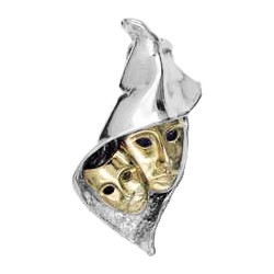 Anhänger Masken in echt Sterling-Silber teilvergoldet oder Gold, Ketten- oder Bettelarmband-Anhänger