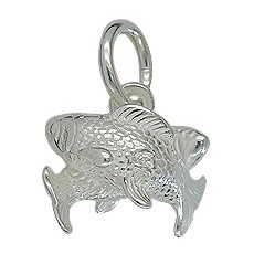 Anhänger Fische, Sternzeichen in echt Sterling-Silber 925 oder Gold, Charm, Ketten- oder Bettelarmband-Anhänger