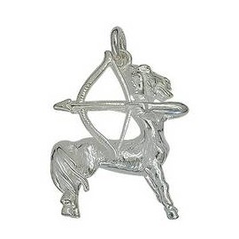 Anhänger Schütze, Sternzeichen, Tierkreiszeichen in echt Sterling-Silber 925 weiß, Charm, Ketten- oder Bettelarmband-Anhänger