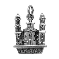 Anhänger Einsiedeln, Klosterkirche in echt Sterling-Silber 925 oder Gold, Charm, Ketten- oder Bettelarmband-Anhänger