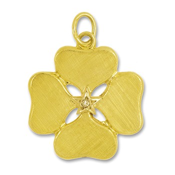 Anhänger Kleeblatt in echt Gelbgold 585 mit Diamant, Kettenanhänger oder Schlüssel-Anhänger 