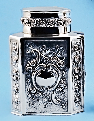 Teedose in echt Silber 800, Motiv Rosen, deutsche Handarbeit