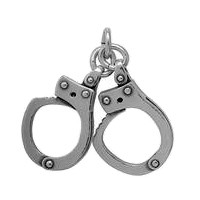 Anhänger Handschellen in echt Sterling-Silber 925 oder Gold, Ketten- oder Schlüssel-Anhänger