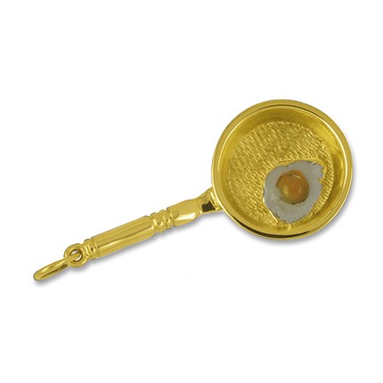 Anhänger Bratpfanne mit Spiegelei in echt Sterling-Silber 925 oder Gold, Ketten- oder Schlüssel-Anhänger
