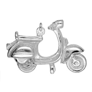 Anhänger Motorroller in echt Sterling-Silber 925 und Gold, Ketten- oder Schlüssel-Anhänger