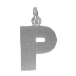 Anhänger Buchstabe "P" in echt Sterling-Silber 925 weiß, Ketten- oder Schlüssel-Anhänger