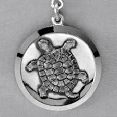 Anhänger Schildkröte, Plakette in echt Sterling-Silber 925, Ketten- oder Schlüssel-Anhänger