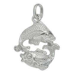 Anhänger Fische, Tierkreiszeichen in echt Sterling-Silber 925 oder Gold, Ketten- oder Schlüssel-Anhänger