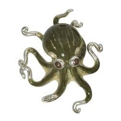 Zierfigur Tintenfisch, Pulpo in echt Sterling-Silber 925 emailliert, Standmodell