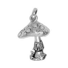 Anhänger Pilz in echt Sterling-Silber 925 und Gold, Ketten- oder Schlüssel-Anhänger