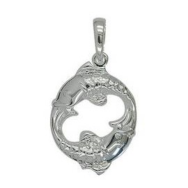 Anhänger Fische in echt Sterling-Silber 925 weiß oder Gelbgold, Kettenanhänger oder Schlüssel-Anhänger 