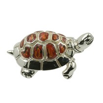 Zierfigur Schildkröte in echt Sterling-Silber 925 emailliert, Standmodell