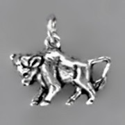 Anhänger Stier, Tierkreiszeichen in echt Sterling-Silber 925 oder Gold, Charm, Ketten- oder Bettelarmband-Anhänger