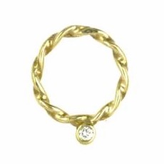 Taufring mit Zirkoniastein in echt Gelbgold 585