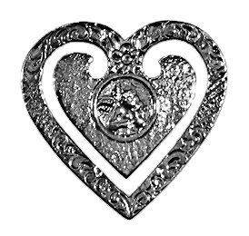 Lesezeichen Herz mit Engel in echt Silber 835
