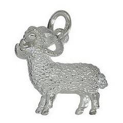 Anhänger Widder, Sternzeichen, Tierkreiszeichen in echt Sterling-Silber 925, Charm, Ketten- oder Bettelarmband-Anhänger