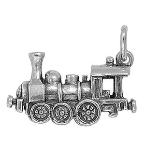 Anhänger Dampflokomotive in echt Sterling-Silber 925 oder Gold, Charm, Ketten- oder Bettelarmband-Anhänger