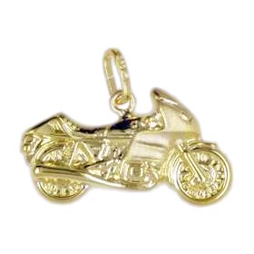Anhänger Motorrad in echt Sterling-Silber 925 oder Gold, Charm, Ketten- oder Bettelarmband-Anhänger