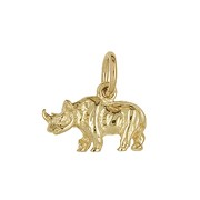 Anhänger Nashorn, Rhinozeros in echt Sterling-Silber 925 oder Gelbgold, Charm, Ketten- oder Bettelarmband-Anhänger